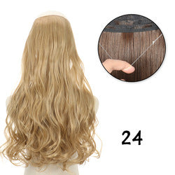 Invisible fishing line hair extension piece straight hair big wave wig piece hair extensions