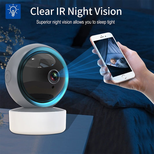 Tuya Smart Indoor PTZ Camera: 1080p HD Baby Monitor with Two-way Voice and Anti-theft Feature.