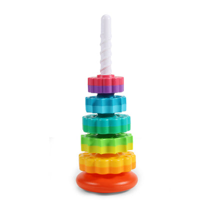 Rainbow Revolving Tower: Stack, Turn, and Develop Early Education Skills with this Fun Children's Toy.