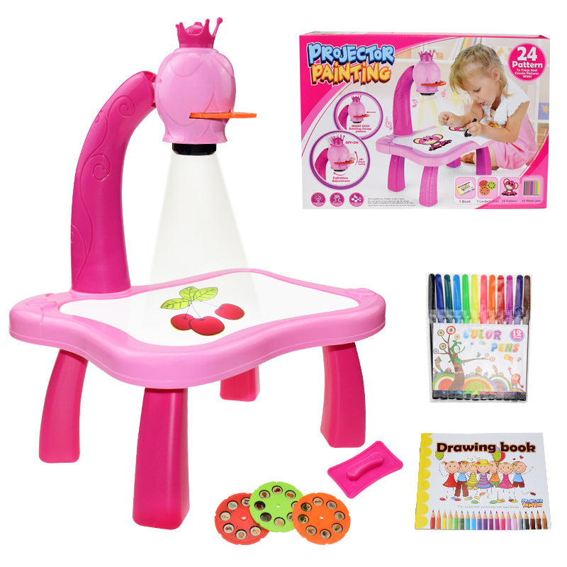 Enchanting Artistry: Children's Intelligent Projection Painting Toy - A Multi-Functional Writing and Drawing Board with Light and Music