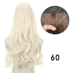 Invisible fishing line hair extension piece straight hair big wave wig piece hair extensions