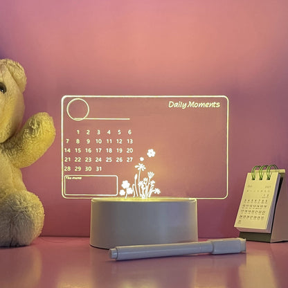 Versatile Acrylic Calendar and Erasable Writing Board: Illuminate Your Workspace with a Luminous Night Light Notepad.