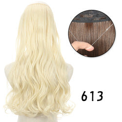 Invisible fishing line hair extension piece straight hair big wave wig piece hair extensions