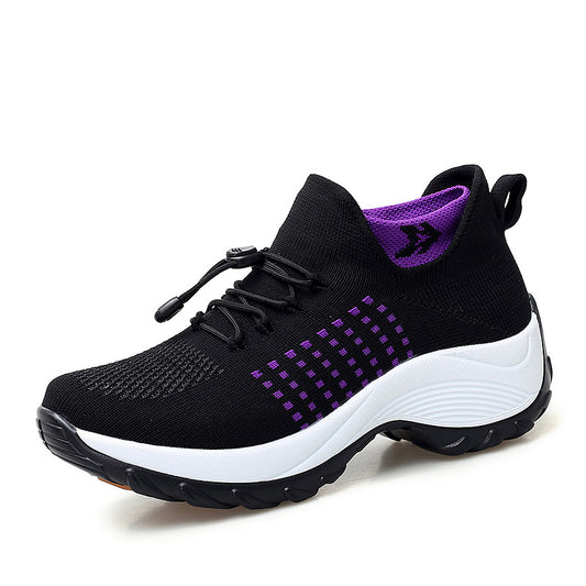 Women's Rocking Sports Shoes: Stylish Sock-like Design, Breathable Flying Woven Material