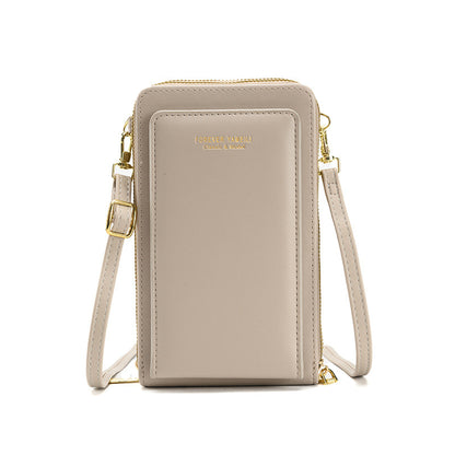 Touch screen zipper ladies mobile phone bag, shoulder messenger bag