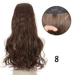 Invisible fishing line hair extension piece straight hair big wave wig piece hair extensions